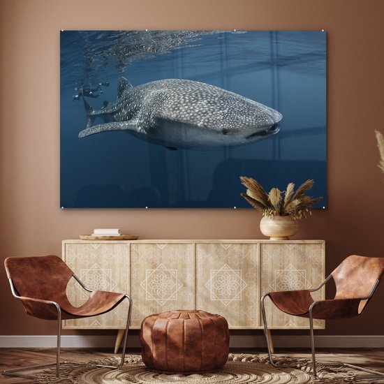 Peinture sur verre - Requin baleine nageant à la surface - 180x120 cm - Peintures sur Verre Peintures - Photo sur Glas