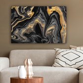 Canvas Schilderij Marmer - Acryl - Goud - Luxe - Abstract - 90x60 cm - Wanddecoratie