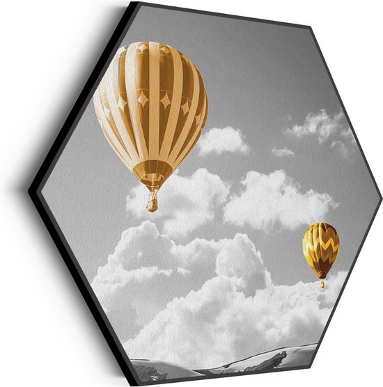 Akoestisch Schilderij De gele Ballon Hexagon Basic XL (140 X 121 CM) - Akoestisch paneel - Akoestische Panelen - Akoestische wanddecoratie - Akoestisch wandpaneel