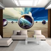 Fotobehangkoning - Behang - Vliesbehang - Fotobehang - Planet Walk - Ruimte - 3D - 400 x 280 cm