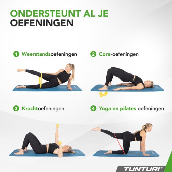 Tapis De Fitness Tunturi épais 15 Mm – Antidérapant, 180x60 Cm, En Mousse Ferme, Avec Sac De Transport, Bleu Pétrole, Pour Yoga Et Pilates