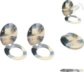 vidaXL Toiletbril - Strandontwerp - MDF - Chroom-zinklegering - 42.5 x 35.8 cm - Soft-close - Verstelbare scharnieren - 2 stuks - Toiletbril