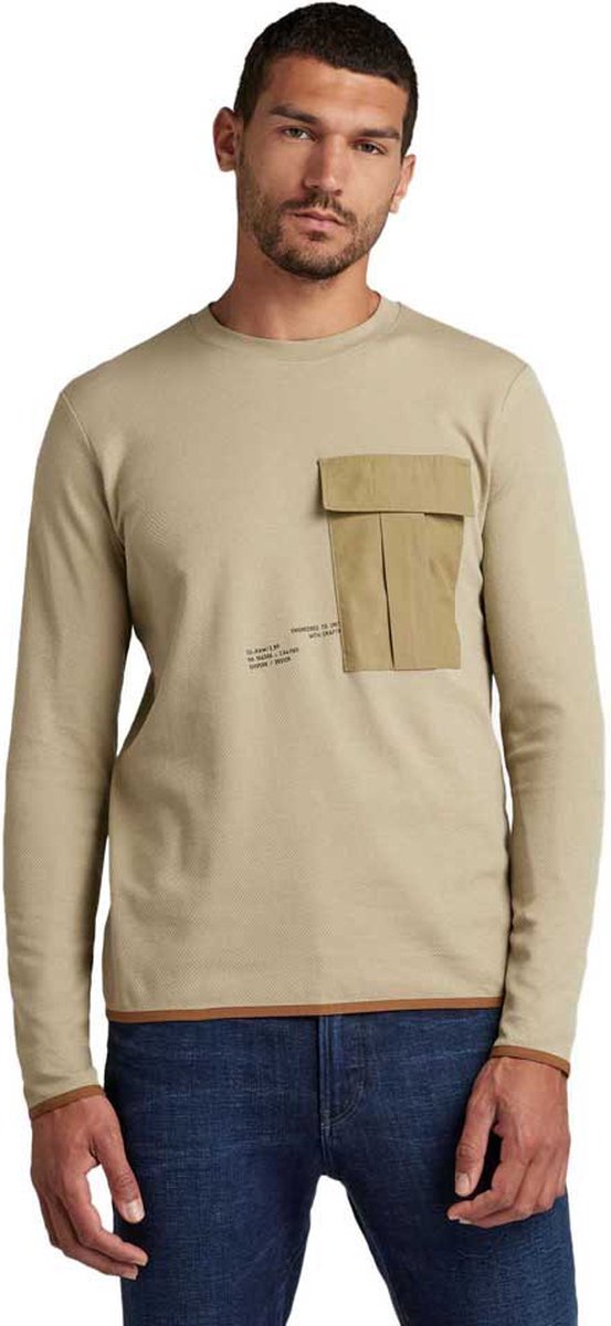 G-star Tweeter Slanted Pocket Lange Mouwen T-shirt Beige S Man