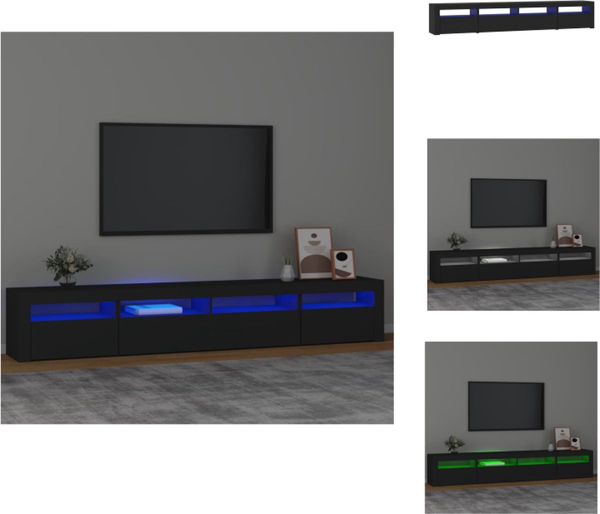 vidaXL - LED TV-meubel met 3 deuren en glas legplanken - Grijs - 200x36