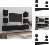 vidaXL TV-meubelset - Klassiek Hout - Zwarte - 2x 100x30x30cm - 4x 30.5x30x30cm - Kast