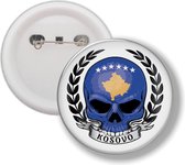 Button Met Speld - Schedel Vlag Kosovo