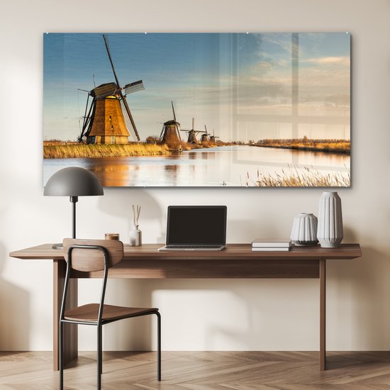 Peinture sur Verre - Moulin à Vent - Holland - Paysage - 160x80 cm - Peintures sur Verre Peintures - Photo sur Glas