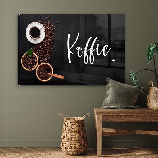 MuchoWow® Peinture sur verre 120x80 cm - Peinture sur verre acrylique - Dictons - Café - Citations - Photo sur verre - Peintures