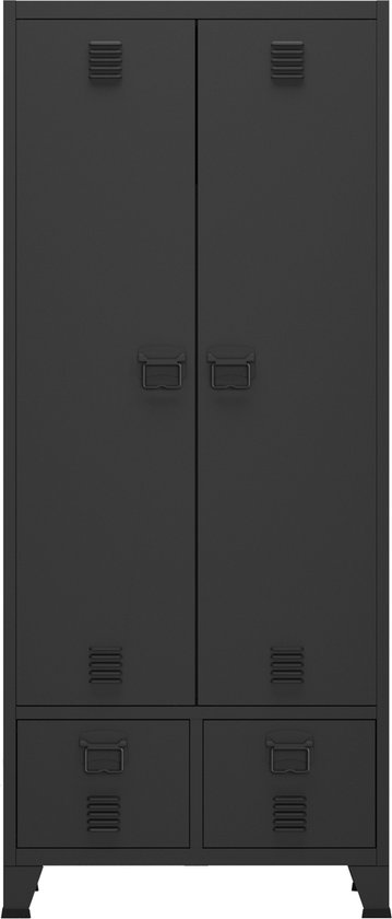 Armoire métallique Hankasalmi avec 2 tiroirs 180x90x40 cm noir