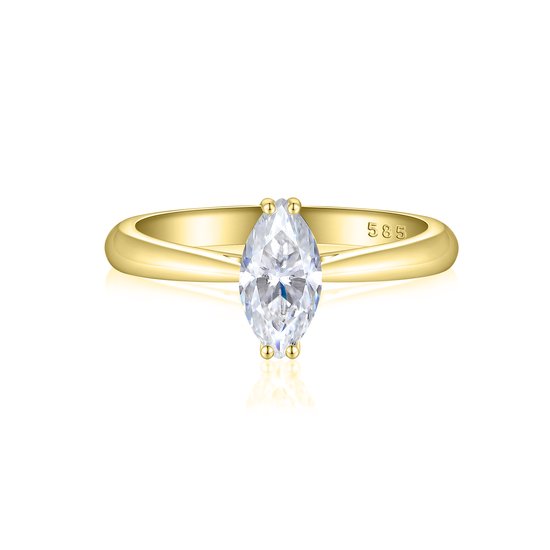 Liana - 14k Geelgouden Marquise Solitair Moissanite Ring - 1.8 karaat