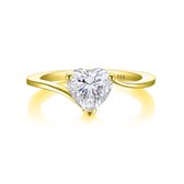 Amora - 14k Geelgouden Hart Solitair Moissanite Ring - 3.1 karaat.