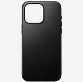 Nomad Modern Leather Case - Hoesje voor iPhone 15 Pro Max - Nomad leder - Geschikt voor MagSafe en draadloos opladen - Zwart