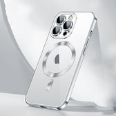 Sulada Soft case TPU en shockproof en lensbeschermer met magnetische ring voor de iPhone 15 Pro Max Zilver
