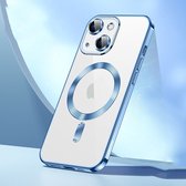 Sulada Soft case TPU en shockproof en lensbeschermer met magnetische ring voor de iPhone 15 Plus Sierra Blue