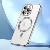 Sulada Soft case TPU en shockproof en lensbeschermer met magnetische ring voor de iPhone 15 Pro Titanium Grey