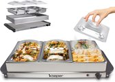 Beper - Buffet Warmer - Warmhoudplaat - Chafing Dish - Voedselwarmer - 2x2.4L & 2x1.1L - Roestvrij Staal