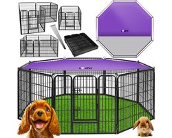 LOVPET® Puppyren hondenren met deur en weerbestendige Kooi Puppy Ren voor huisdieren, honden, kat, puppy, konijn, cavia Puppykennel hondenbench - XXL (met canvas hoes)