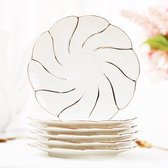 6 Witte keramische schoteltjes (15cm) Luxe Britse stijl theekop schoteltjes met gouden rand Prachtige porseleinen schoteltjes voor kamerdecoratie en theefeest cadeauverpakking