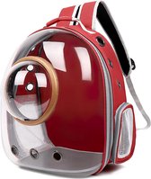 Cat Backpack Carrier, Pet Backpack Bubble Backpack, Waterproof, Clear Pet Capsule Bag Outdoor, Space Capsule Pet Backpack Ventilation (Red, Transparent Cover)