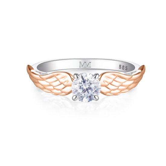 Feathra - 14k Roségouden Harry Potter Gouden Snaai Moissanite Ring met Gevleugelde Accenten - 0.5 karaat