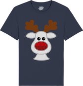 Rendier Buddy - Foute Kersttrui Kerstcadeau - Dames / Heren / Unisex Kleding - Grappige Kerst Outfit - Knit Look - T-Shirt - Unisex - Navy Blauw - Maat M