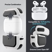 beschermhoes met sleutelhanger Compatibel voor Apple Airpods Pro 2e generatie, PC & TPU Beschermende harde hoes Ondersteunt draadloos opladen (LED zichtbaar aan voorzijde) Oordopjesaccessoires (wit)
