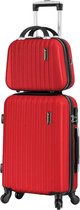 Madisson - Handbagage - kofferset - 2 stuks - Reiskoffer met 4 wielen - Beautycase - rood
