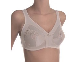 Sassa Mode soft Bh zonder beugel - 12906 - Brede bandjes - Grote maten - Wit - beige - 115C