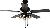 Bol.com QAZQA mistral - Plafondventilator met Verlichting | Lamp - 3 lichts - Ø 107.5 cm - Zwart - Industrieel - Woonkamer | Sla... aanbieding
