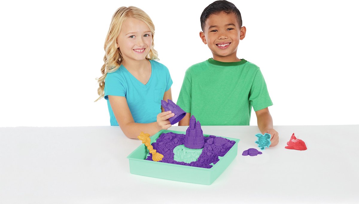 Kinetic Sand - Zandbak-set met 454 g paars origineel Kinetic Sand opbergzandbak 4 vormen en gereedschap - Sensorisch speelgoed — afbeelding 14