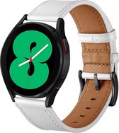 By Qubix lederen bandje - Wit - Xiaomi Mi Watch - Xiaomi Watch S1 - S1 Pro - S1 Active - Watch S2