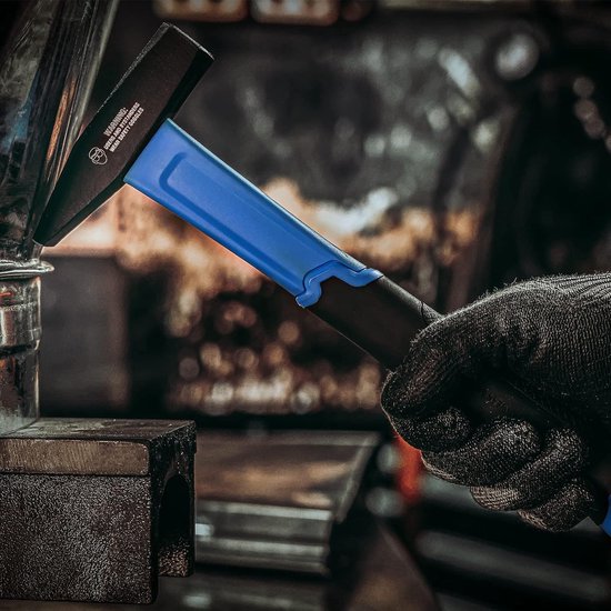 Mivos Slotenmaker hamer 2000 g met 2K glasvezel steel - ingenieurshamer met gesmede stalen kop - montagehamer met steel van robuust glasvezel - DIN 1041 - slotenmaker gereedschap