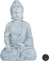 relaxdays statue de Bouddha - hauteur 40 cm - décoration de jardin - statue de jardin - statue de Bouddha - grande gris clair