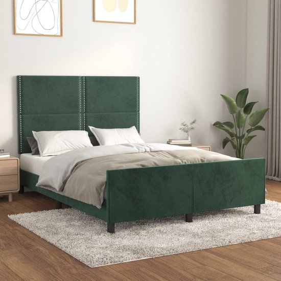 vidaXL-Bedframe-met-hoofdeinde-fluweel-donkergroen-140x200-cm
