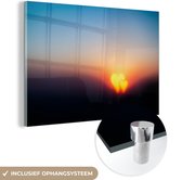 MuchoWow® Glasschilderij 30x20 cm - Schilderij acrylglas - Gloed bij een zonsopkomst - Foto op glas - Schilderijen