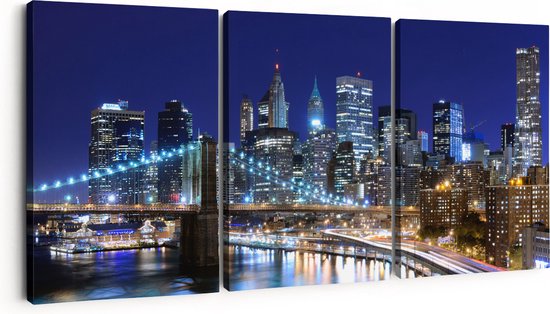 Artaza Canvas Schilderij Drieluik Skyline New York In Het Centrum - 180x80 - Groot - Foto Op Canvas - Canvas Print