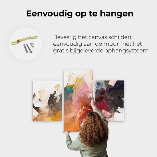 Artaza Peinture sur toile Triptyque Art abstrait - Peinture à l'huile colorée - 180x120 - Groot - Photo sur toile - Impression sur toile