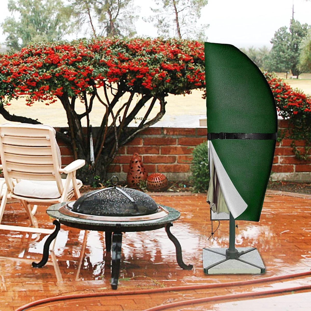 Timisea Parasolhoes Met Stang – 280x30/81/45 Cm, 600D Polyester, Waterdicht En UV-bestendig, Met Trekkoord En Opbergtas, Geschikt Voor Zonneschermen