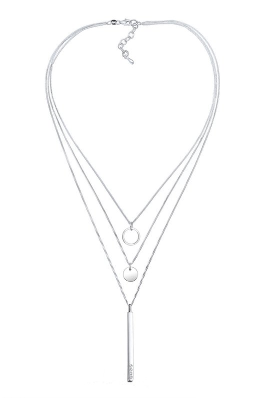 Elli Halsketting dames Y-ketting Geo Minimal in 925 sterling zilver, 40 EU, Facetgeslepen, Zonder