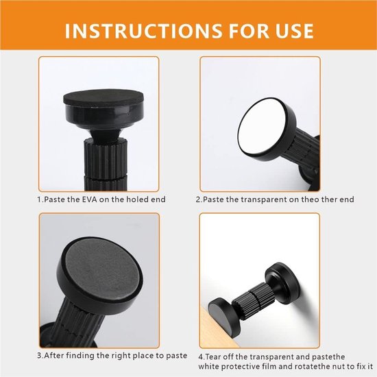 Cadre de lit réglable 4 pièces, outil anti-secousse, 43-112 mm, butée de tête de lit réglable avec coussins muraux/meubles pour lit, armoire, chaise, canapé et koelkast, noir