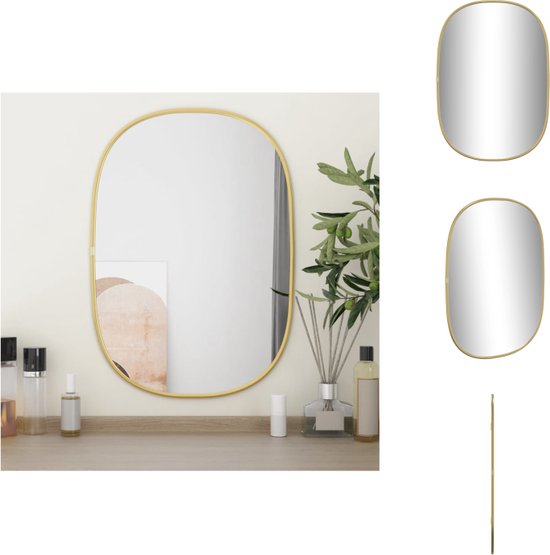 vidaXL Gouden Wandspiegel - 50 x 35 cm - Duurzaam Glas/PVC - Wandgemonteerd - Heldere Weerspiegeling - Spiegel