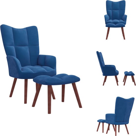 vidaXL Relaxstoel Elegance - Stoelen - 61.5x69x95.5 cm - Blauw - Fluweel - Fauteuil