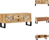 vidaXL Industrieel TV-meubel - 110x30x45 cm - Ruw mangohout/metaal - Kast