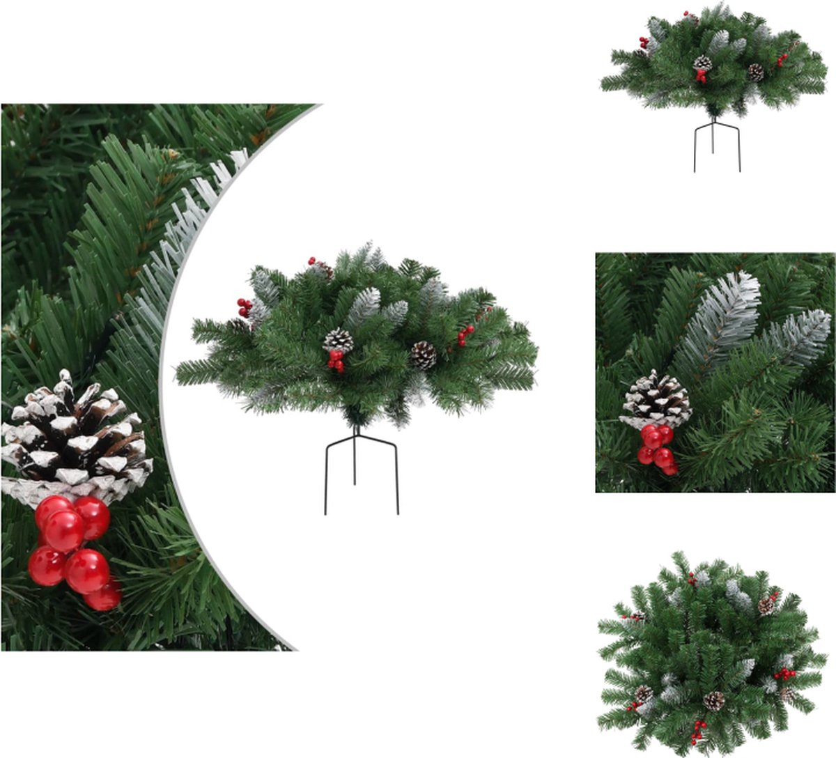 vidaXL Kerstboom - PVC - 40 cm - Met dennenappels en rode bessen - Decoratieve kerstboom