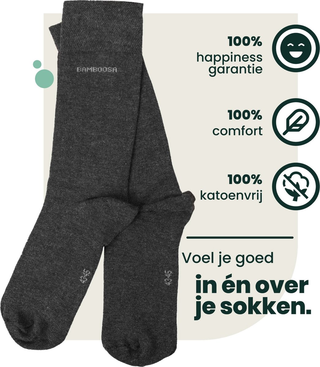 Bamboe Sokken | Anti-zweet Sokken | Naadloze Sokken | 4 Paar - Antraciet | Maat: 35-38 | Merk: Bamboosa