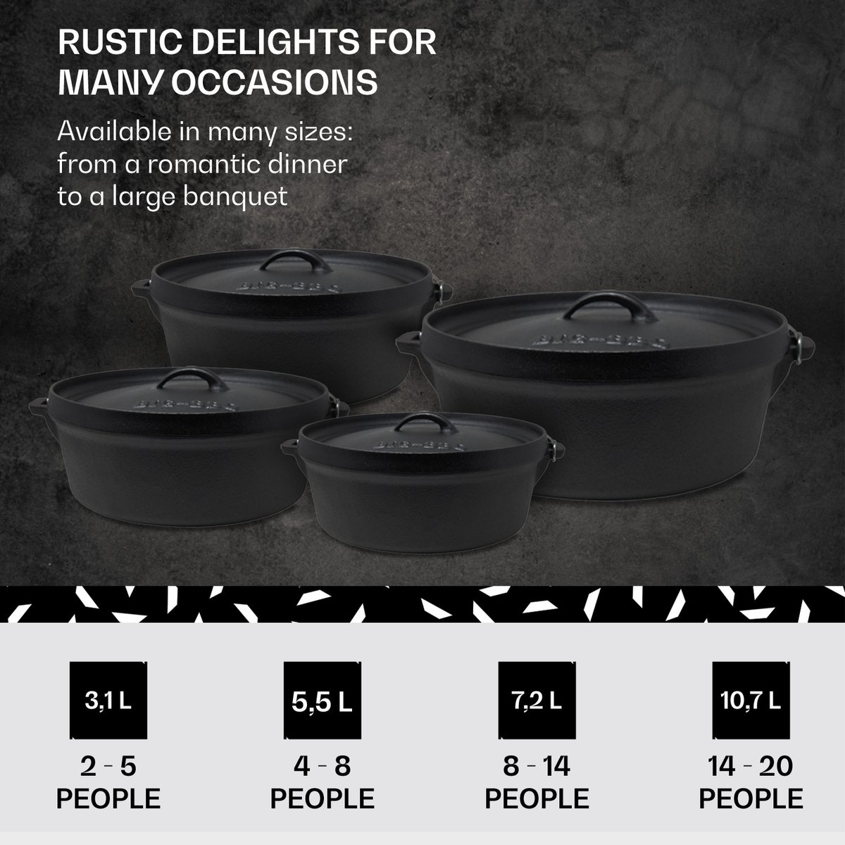 VALHAL Dutch Oven braadpan gietijzer met pootjes outdoor 8 L zwart kopen