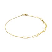 Silventi 9NBSAM-G230351 Gouden Armbandje Fantasie - Ankerschakel 0,6mm - Fantasie - 2,3mm - 16+1+1cm - 14 Karaat - Goud