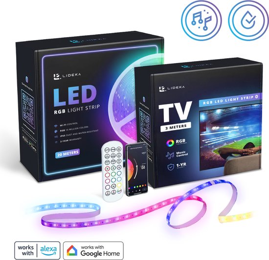 Ruban LED TV 2m - Bande Lumineuse RGB+Blanc avec Télécommande USB