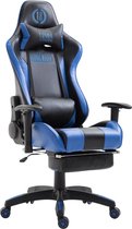 CLP Boavista - Racing bureaustoel - Kunstleer zwart/blauw met voetensteun