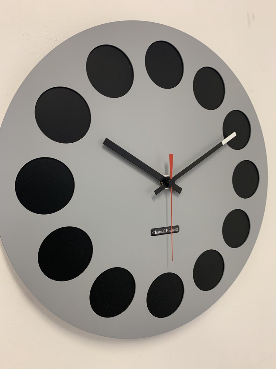 Wandklok CHANTALBRANDO -- GREY & BLACK GT - TORNADO 40 -- MODERN DESIGN --